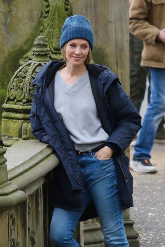 UMA THURMAN on the Set of Suspicion in Central Park in New York 05/03/2021