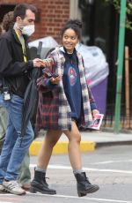WHITNEY PEAK on the Set of Gossip Girl in New York 05/03/2021