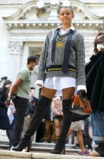 WHITNEYPEAK and JORDAN ALEXANDER on the Set of Gossip Girl in New York 05/20/2021