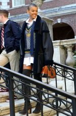 WHITNEYPEAK and JORDAN ALEXANDER on the Set of Gossip Girl in New York 05/20/2021