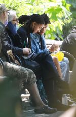 WILLOW SMITH and Tyler Cole Having Lunch on a Bench in Union Square Park 05/25/2021