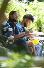 WILLOW SMITH and Tyler Cole Having Lunch on a Bench in Union Square Park 05/25/2021