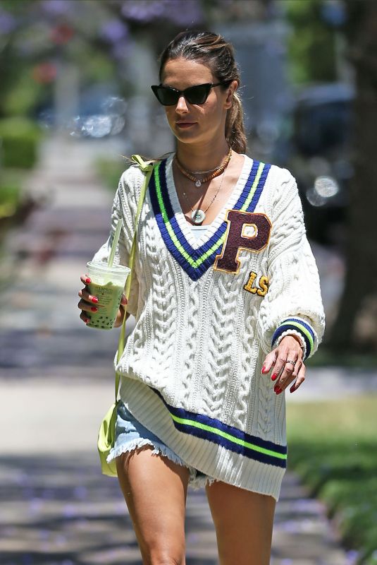 ALESSANDRA AMBROSIO in Denim Shorts Out in Los Angeles 06/10/2021