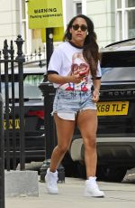 ALEX SCOTT in Denim Shorts Out in London 06/07/2021