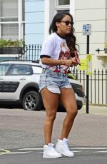 ALEX SCOTT in Denim Shorts Out in London 06/07/2021
