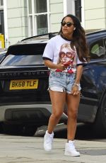 ALEX SCOTT in Denim Shorts Out in London 06/07/2021