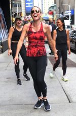 AMY ROBACH Running to Good Morning America on National Running Day in New York 06/02/2021