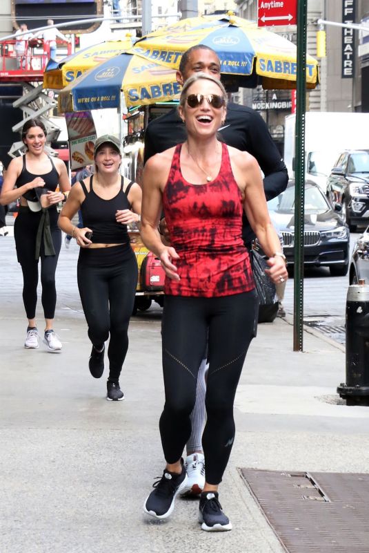 AMY ROBACH Running to Good Morning America on National Running Day in New York 06/02/2021