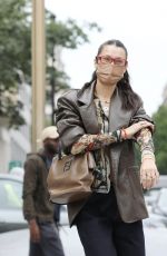 BELLA HADID Heading to Francois Pinault Exhibition at Paris Fashion Week 06/24/2021