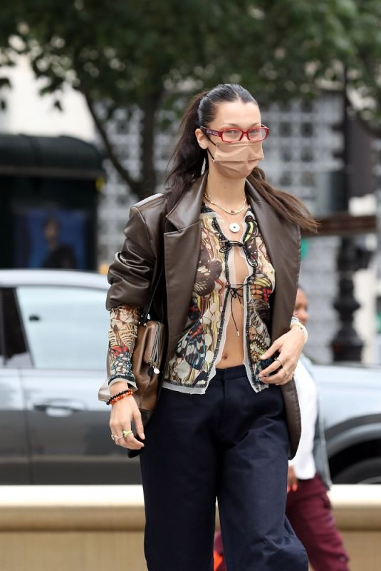 BELLA HADID Heading to Francois Pinault Exhibition at Paris Fashion Week 06/24/2021