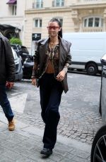BELLA HADID Leaves George V Hotel in Paris 06/24/2021