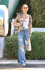CARA SANTANA in Ripped Denim Out with Her Dog in Los Angeles 06/23/2021