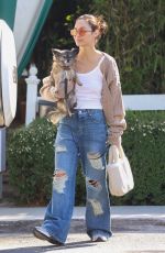 CARA SANTANA in Ripped Denim Out with Her Dog in Los Angeles 06/23/2021