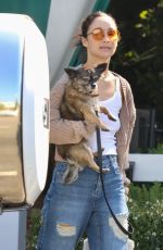 CARA SANTANA in Ripped Denim Out with Her Dog in Los Angeles 06/23/2021