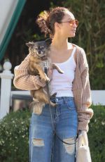 CARA SANTANA in Ripped Denim Out with Her Dog in Los Angeles 06/23/2021