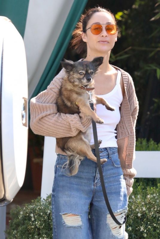 CARA SANTANA in Ripped Denim Out with Her Dog in Los Angeles 06/23/2021