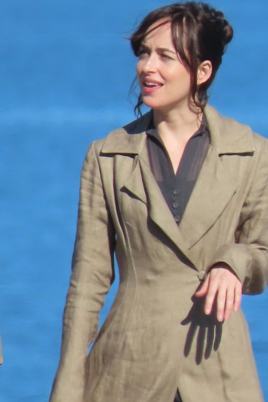DAKOTA JOHNSON on the Set of Persuasion at Lyme Regis 06/15/2021