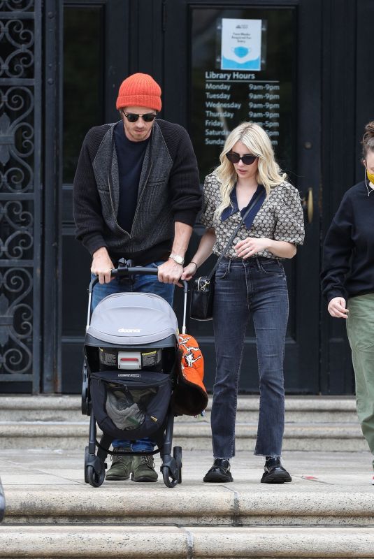 EMMA ROBERTS and Garrett Hedlund Out with Their Baby in Boston 06/25/2021