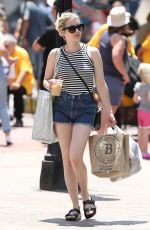 EMMA ROBERTS in Denim Shorts Out in Boston 06/20/2021