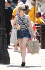 EMMA ROBERTS in Denim Shorts Out in Boston 06/20/2021