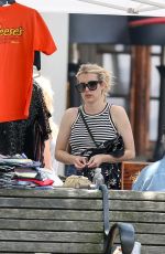 EMMA ROBERTS in Denim Shorts Out in Boston 06/20/2021