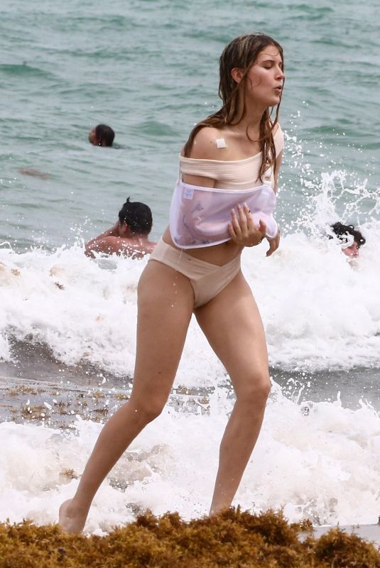 EUGENIE BOUCHARD in Bikini at a Beach in Miami 06/18/2021