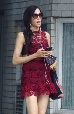 FAMKE JANSSEN in a Red Dress Out in New York 06/07/2021