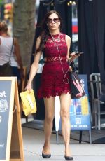 FAMKE JANSSEN in a Red Dress Out in New York 06/07/2021