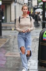 FERNE MCCANN in Ripped Denim Out in London 06/28/2021