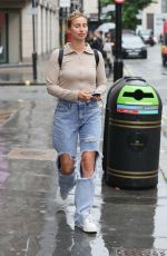 FERNE MCCANN in Ripped Denim Out in London 06/28/2021