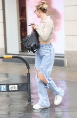 FERNE MCCANN in Ripped Denim Out in London 06/28/2021