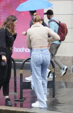 FERNE MCCANN in Ripped Denim Out in London 06/28/2021