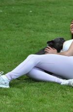 FRAN PARMAN Out with Her Dog at a Park in Chigwell 06/16/2021