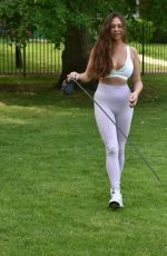 FRAN PARMAN Out with Her Dog at a Park in Chigwell 06/16/2021