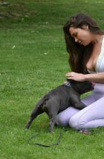 FRAN PARMAN Out with Her Dog at a Park in Chigwell 06/16/2021