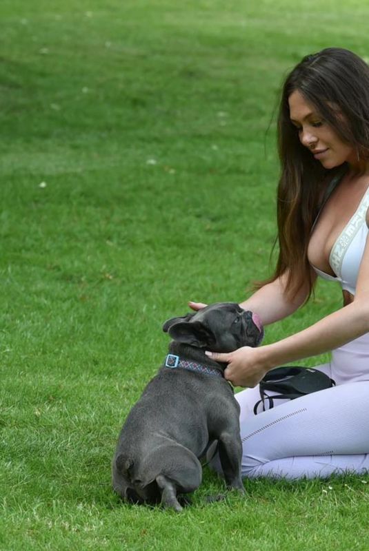 FRAN PARMAN Out with Her Dog at a Park in Chigwell 06/16/2021