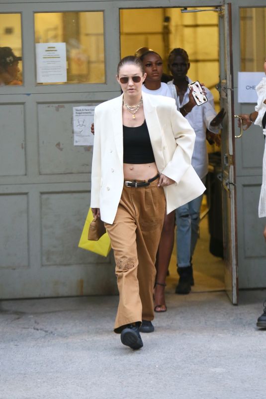 GIGI HADID Leaves Marc Jacobs Show at New York Public Library 06/28/2021