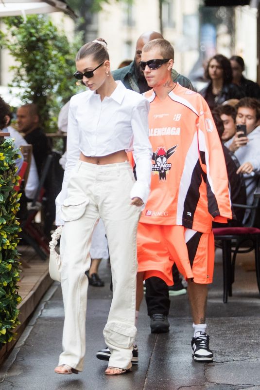 HAILEY and Justin BIEBER at DInand Restaurant in Paris 06/20/2021