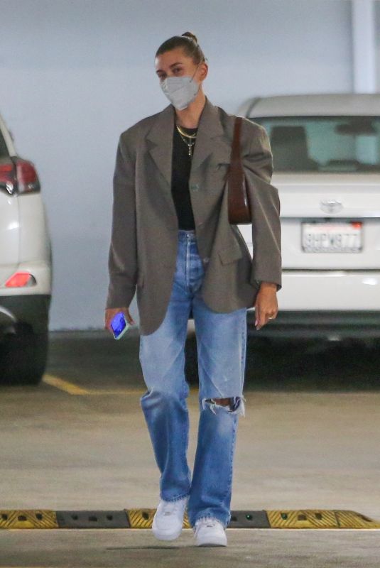 HAILEY BIEBER in Ripped Denim Out in Beverly Hills 06/16/2021