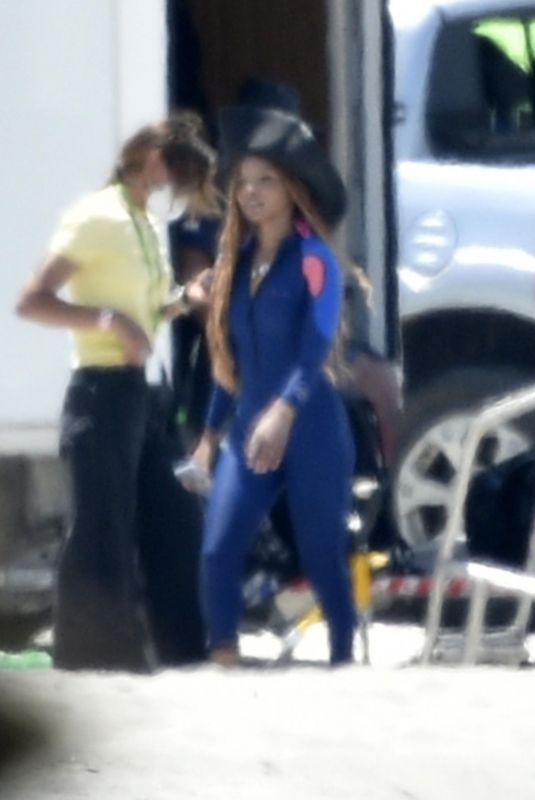 HALLE BAILEY as Ariel on the Set of The Little Mermaid in Sardinia 06/10/2021