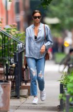 IRINA SHAYK in Ripped Denim Out in New York 06/14/2021