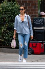 IRINA SHAYK in Ripped Denim Out in New York 06/14/2021