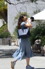 JENNIFER GARNER in a Blue Floral Dress Out in Brentwood 06/22/2021