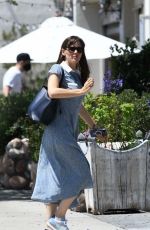 JENNIFER GARNER in a Blue Floral Dress Out in Brentwood 06/22/2021