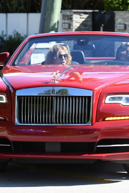 JENNIFER LOPEZ Gets a Ride in a Red Rolls Royce in Miami 06/09/2021