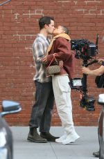 JORDAN ALEXANDER and Eli Brown Kissing on the Set of Gossip Girl Reboot in New York 06/07/2021