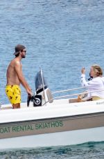 KATE HUDSON in a Yellow Swimsuit on Vacation in Greece 06/17/2021