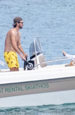 KATE HUDSON in a Yellow Swimsuit on Vacation in Greece 06/17/2021