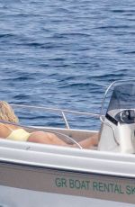 KATE HUDSON in a Yellow Swimsuit on Vacation in Greece 06/17/2021