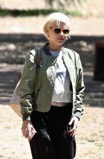 KATE MARA Show New Blonde Hair Out at a Park in Los Angeles 06/06/2021